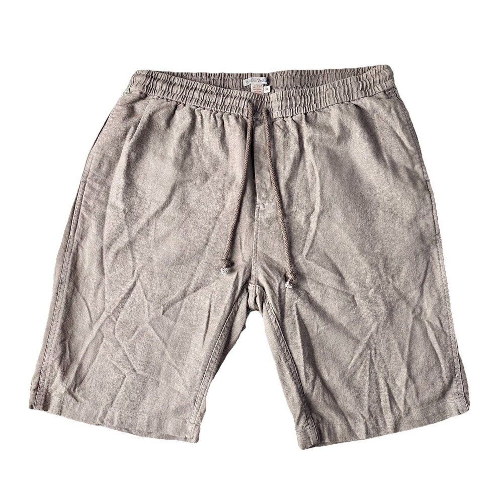 Carbon2Cobalt Shorts Mens XL Linen Blend Drawstring Pockets Relaxed Fit Tan